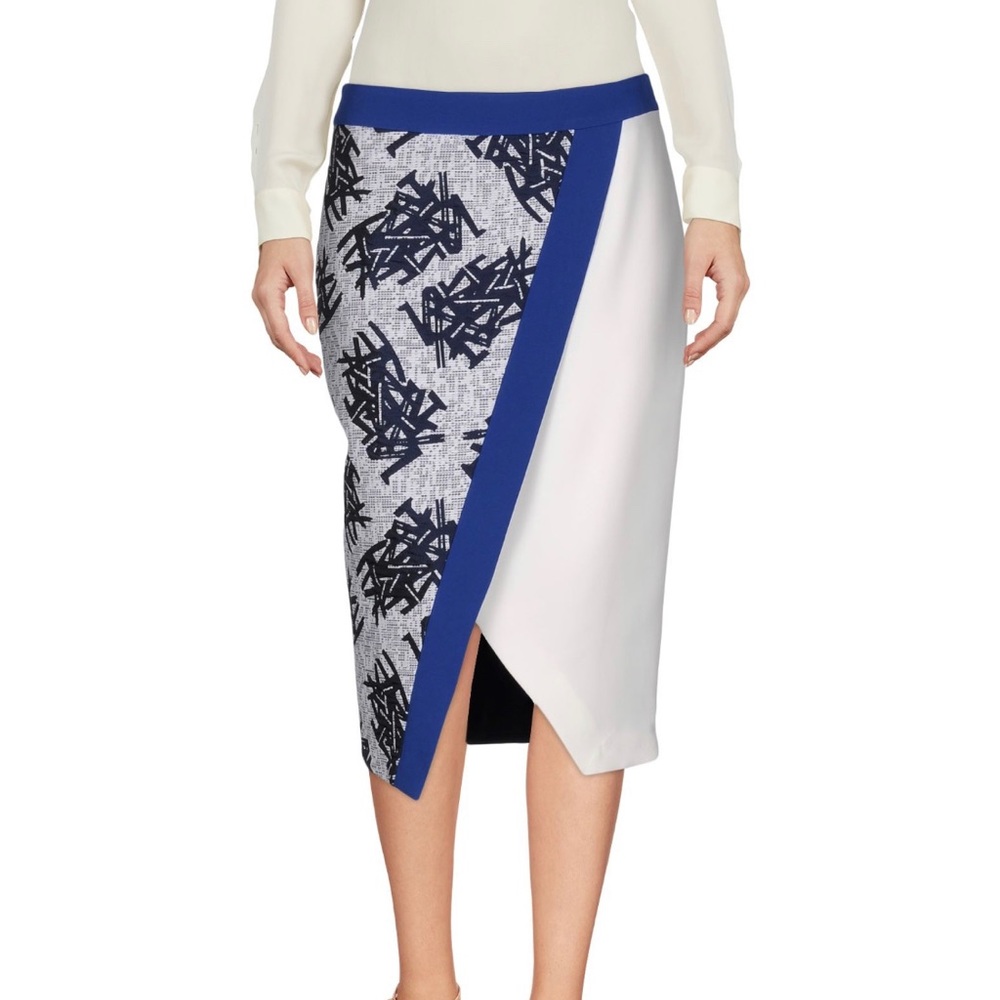 Hanita black blue white women skirt size 6